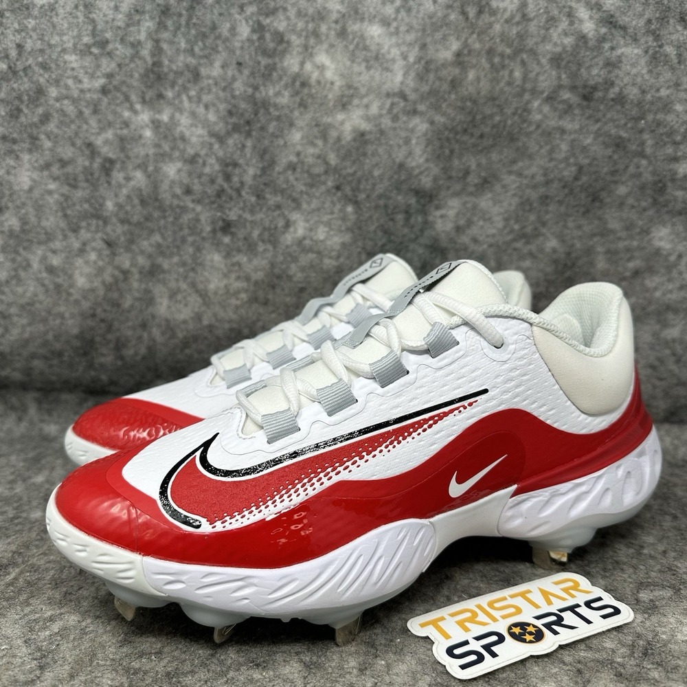 Nike Alpha Huarache Elite 4 Baseball Cleats Men Sz 14 White Red Low Metal